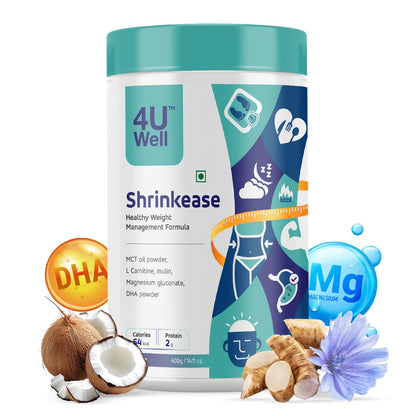 4 U Well Shrinkease Weight Management Powder, 400g, Meal Replacement Shake with Shaker - close-up detail