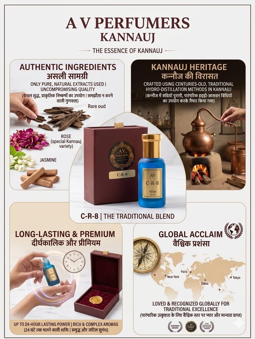 A.V Perfumers Kannauj Attar for Men & Women | Long Lasting Alcohol Free Natural Attar Perfume Oil | Traditional Kannauj Fragr