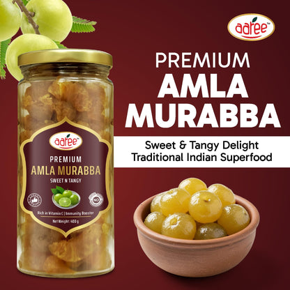 AAREE Dried Amla Murabba 400g | Traditional Healthy Sweet | 100% Natural Vitamin C Digestive Snack - front view