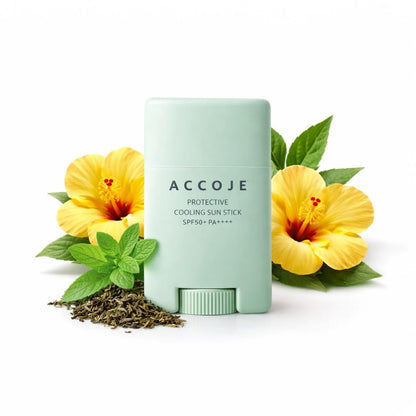 ACCOJE Protective Cooling Sun Stick SPF50+ PA++++ Sunscreen, 15g, Jeju Green Tea, Pine Leaf Extract, Vegan