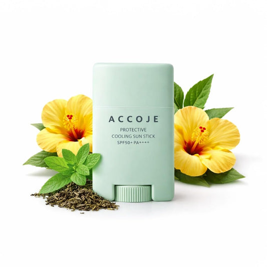 ACCOJE Protective Cooling Sun Stick SPF50+ PA++++ Sunscreen, 15g, Jeju Green Tea, Pine Leaf Extract, Vegan