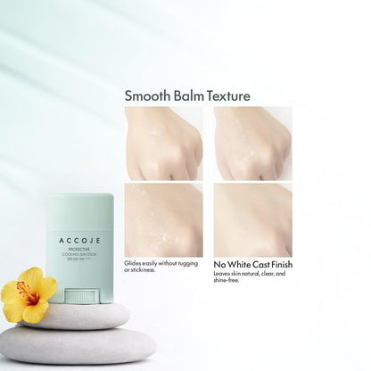 ACCOJE Protective Cooling Sun Stick SPF50+ PA++++ Sunscreen, 15g, Jeju Green Tea, Pine Leaf Extract, Vegan - packaging
