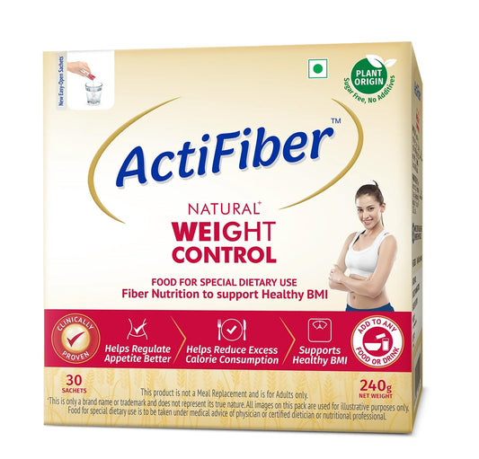 ActiFiber Nutritional Supplement, Soluble Fiber Powder, 240g (30 Sachets), Plant Origin