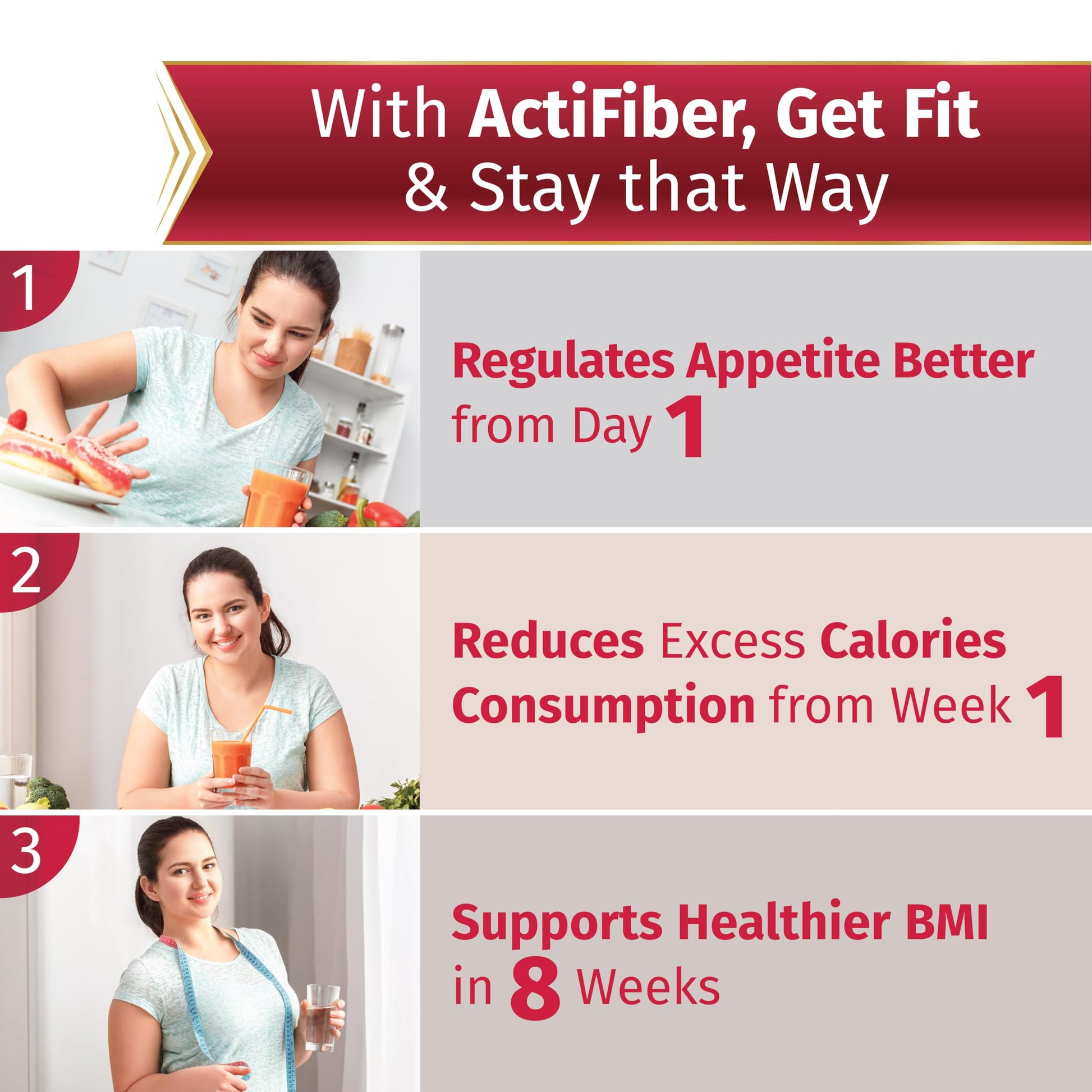 ActiFiber Nutritional Supplement, Soluble Fiber Powder, 240g (30 Sachets), Plant Origin - back view