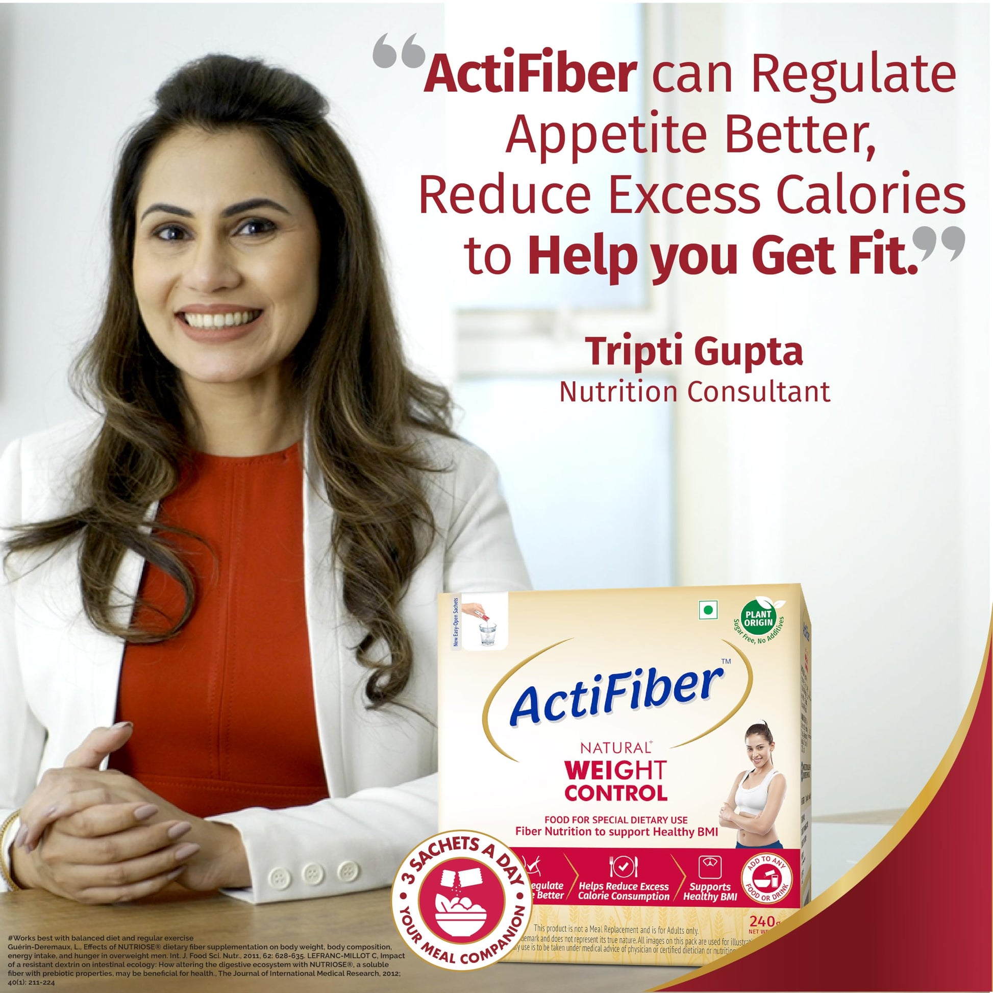 ActiFiber Nutritional Supplement, Soluble Fiber Powder, 240g (30 Sachets), Plant Origin - packaging