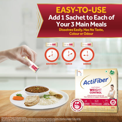 ActiFiber Nutritional Supplement, Soluble Fiber Powder, 240g (30 Sachets), Plant Origin - ingredients panel
