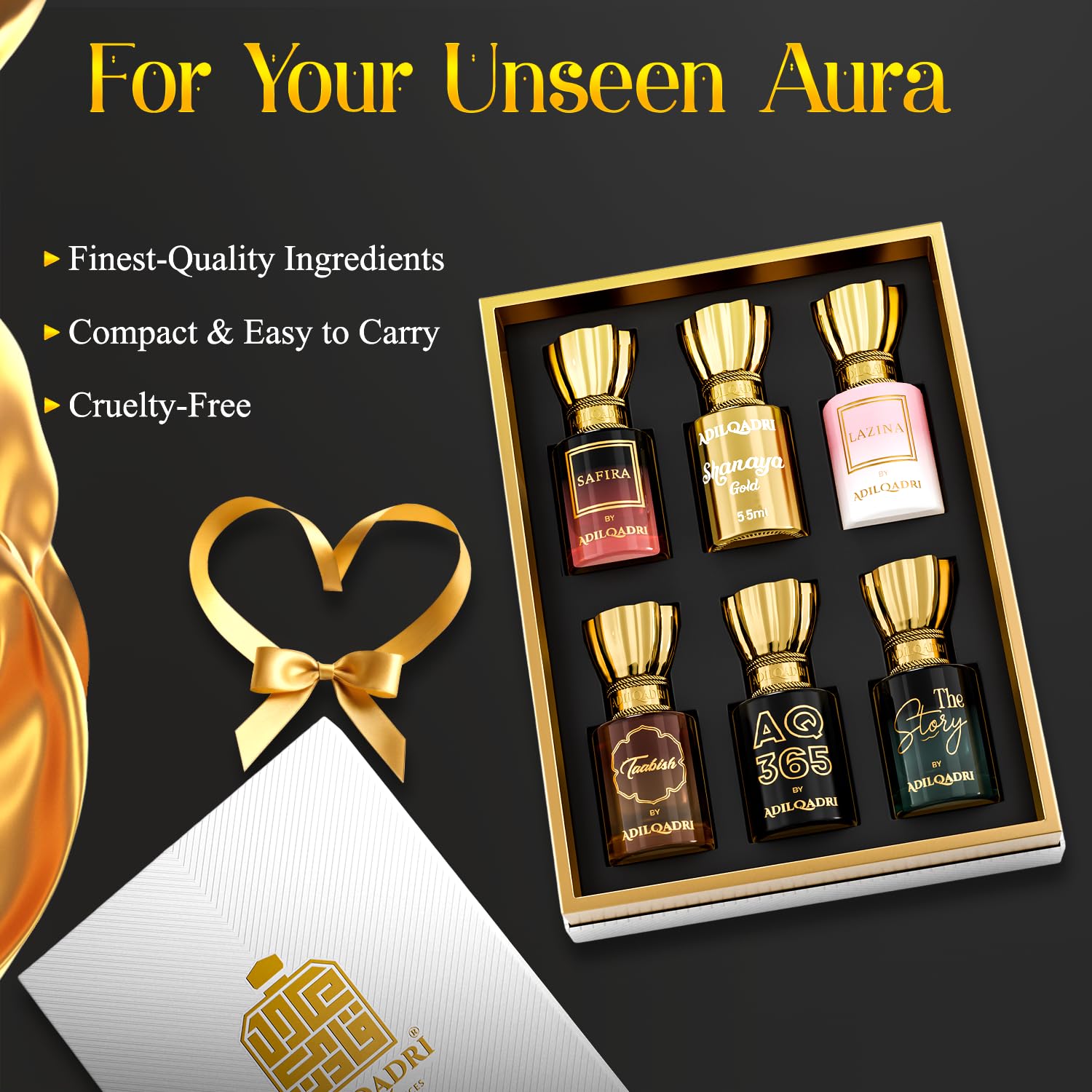 AdilQadri Essensia Attar Combo, Non-Alcoholic Roll-On, 6x5.5ml, Unisex - label detail