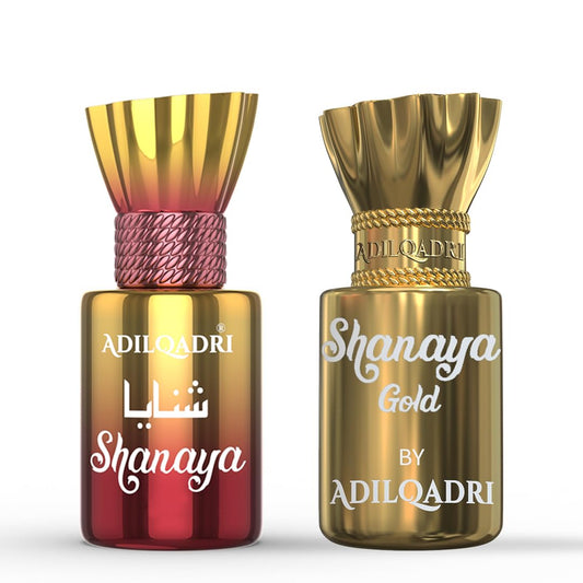 AdilQadri Shanaya & Shanaya Gold Attar Combo, 2 x 5.5ml Roll-On Perfume Oil, Non-Alcoholic, Unisex