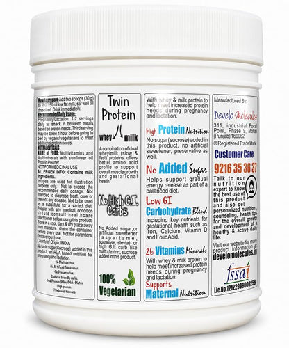 ADVANTA Sugar Free Whey and Milk Protein Supplement Powder for Adults, Vegetarian, No Maltodextrin - back view (12)