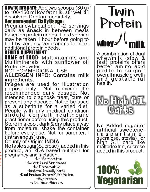 ADVANTA Sugar Free Whey and Milk Protein Supplement Powder for Adults, Vegetarian, No Maltodextrin - ingredients panel (15)