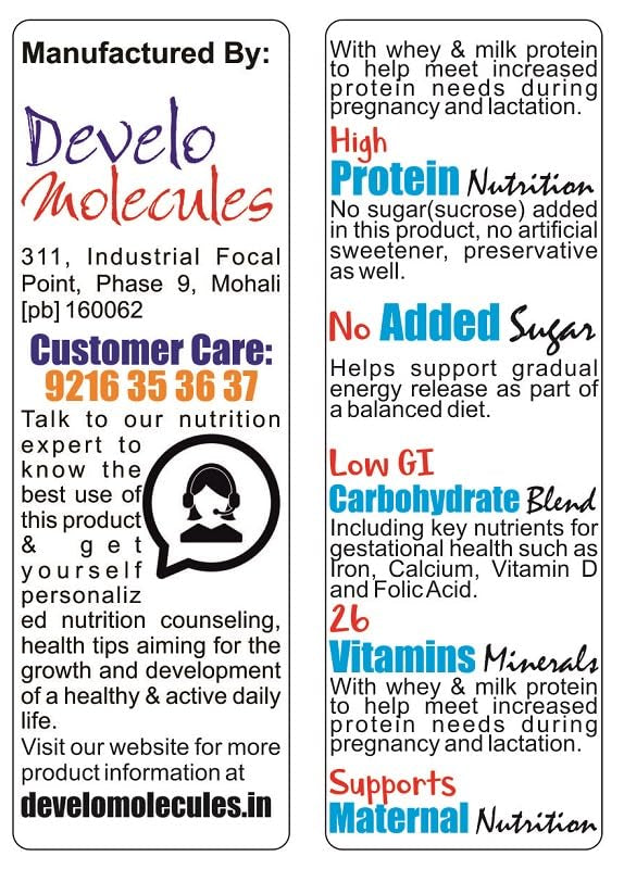 ADVANTA Sugar Free Whey and Milk Protein Supplement Powder for Adults, Vegetarian, No Maltodextrin - label detail