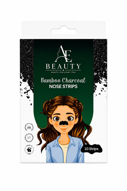 AE BEAUTY Bamboo Charcoal Nose Strips, 10 Count, Face Nose Bridge Strips
