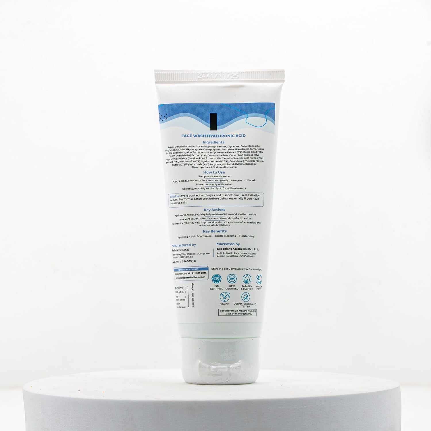 Aesthetikos Beauty and Beyond Hyaluronic Acid Face Wash, Gentle Cleanser, Sulfate Free Paraben Free, 100 ml - front view