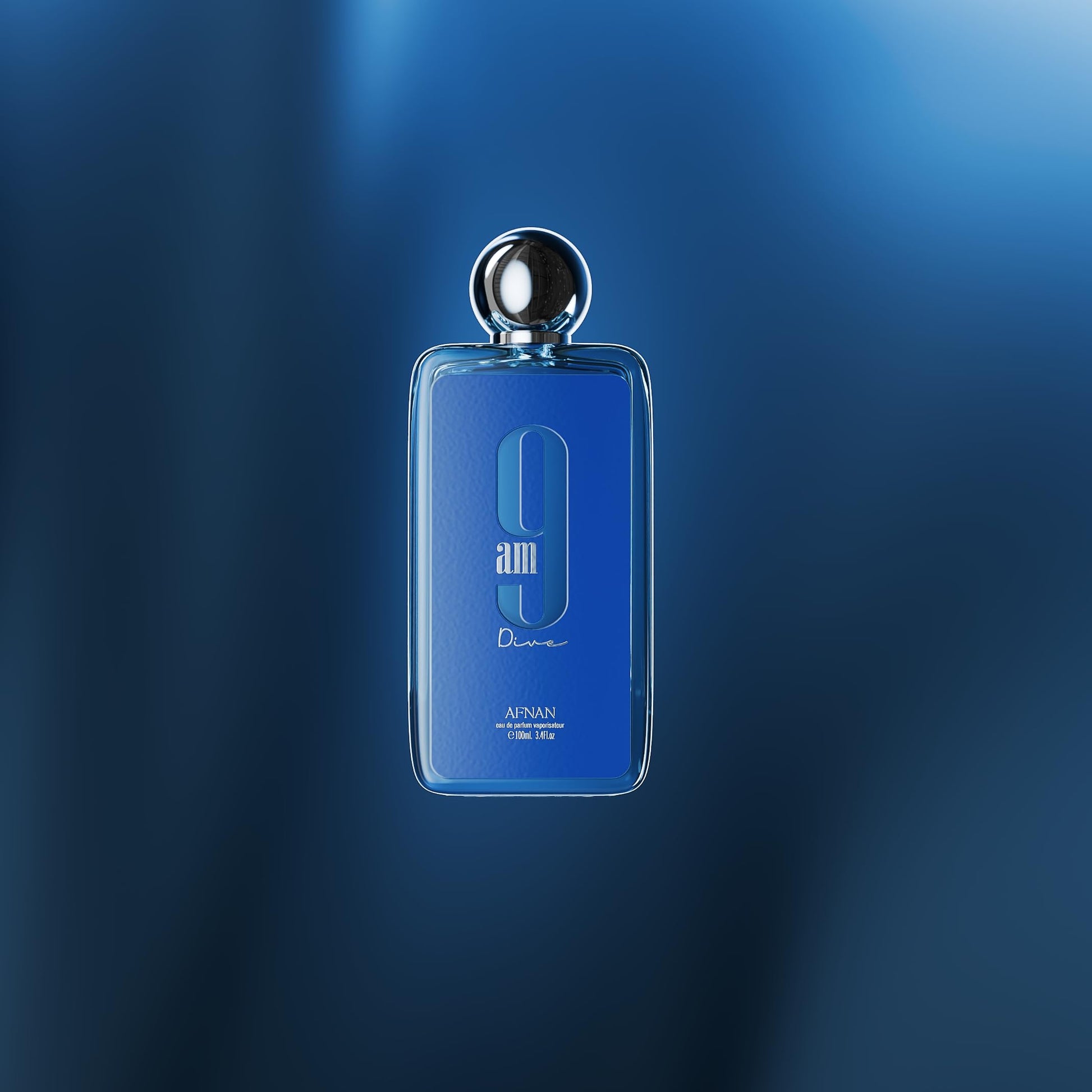 AFNAN 9AM Dive Men's Eau de Parfum, 100ml, with Lemon, Mint, Black Currant, Pink Pepper Notes - close-up detail