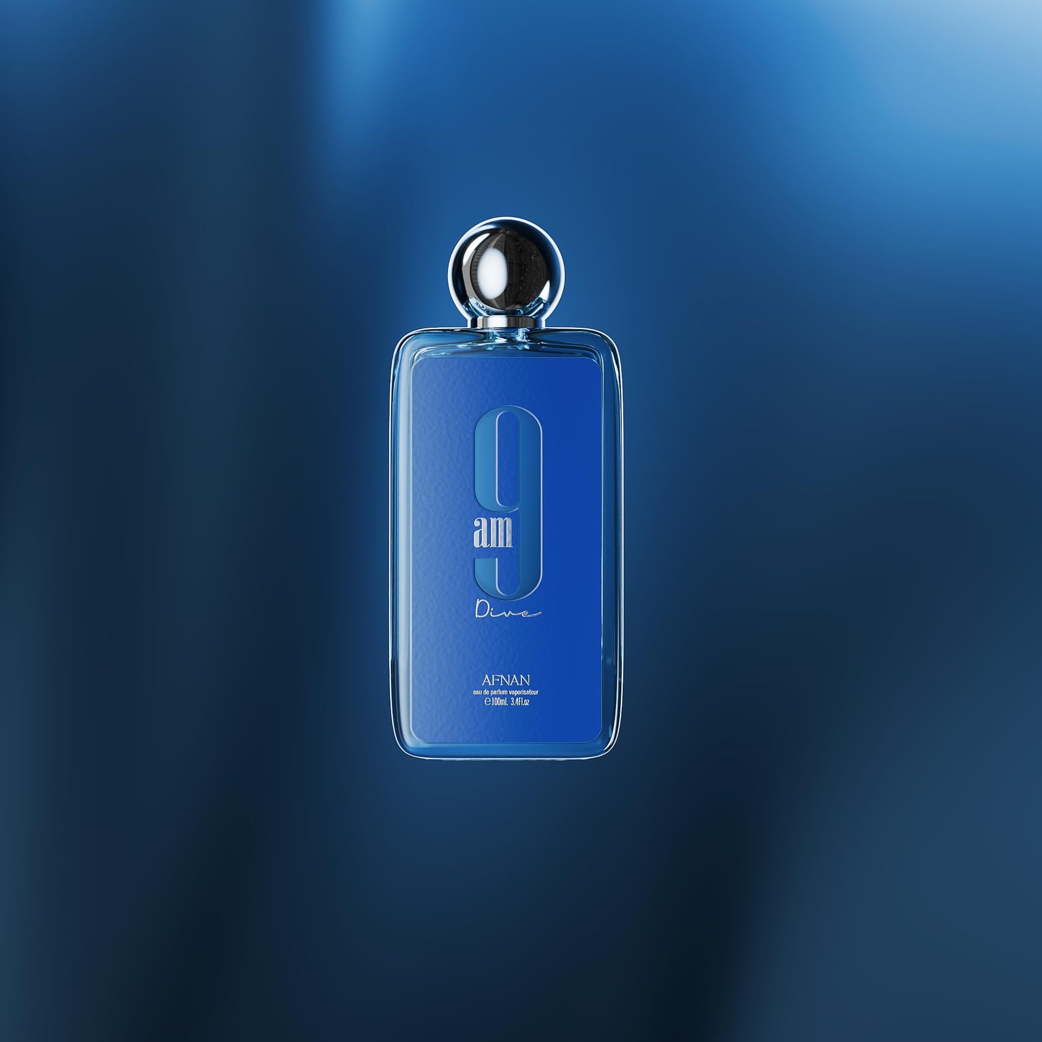 AFNAN 9AM Dive Men's Eau de Parfum, 100ml, with Lemon, Mint, Black Currant, Pink Pepper Notes - close-up detail