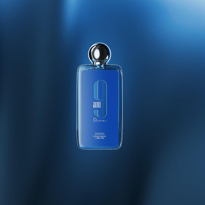 AFNAN 9AM Dive Men's Eau de Parfum, 100ml, with Lemon, Mint, Black Currant, Pink Pepper Notes - close-up detail