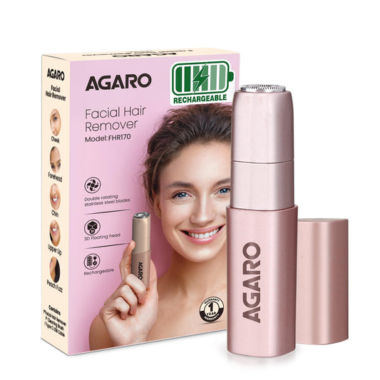 AGARO Women's Rotary Electric Shaver, Cordless Rechargeable, Hypoallergenic Blades, Model FHR170