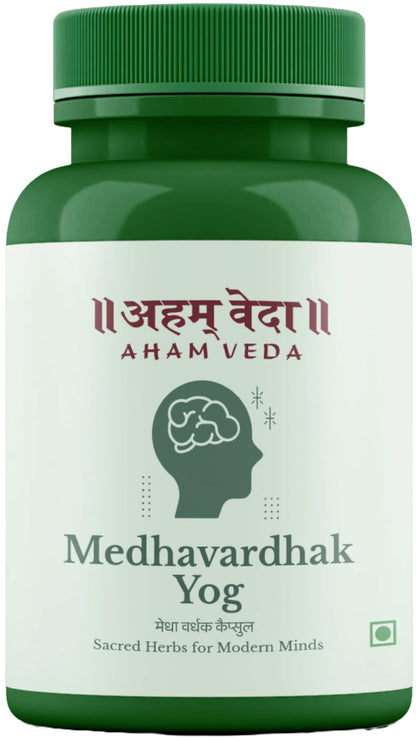 Aham Veda Brahmi Herbal Supplement, 60 Vegetarian Capsules, 50g, Medhya Rasayana Herbs