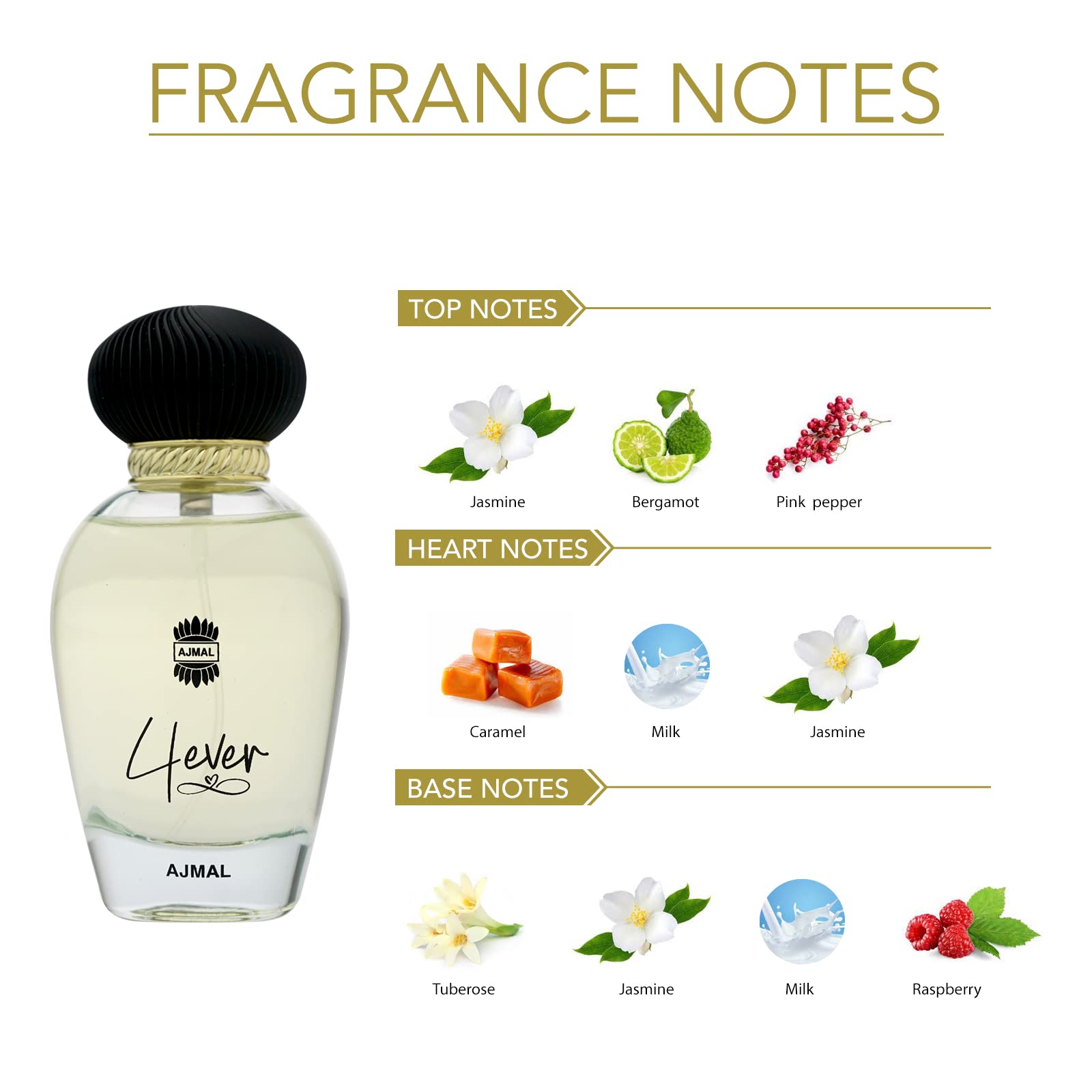 Ajmal 4ever Eau de Parfum, 100ml, Floral Scent for Women, Modern Fragrance Spray - front view