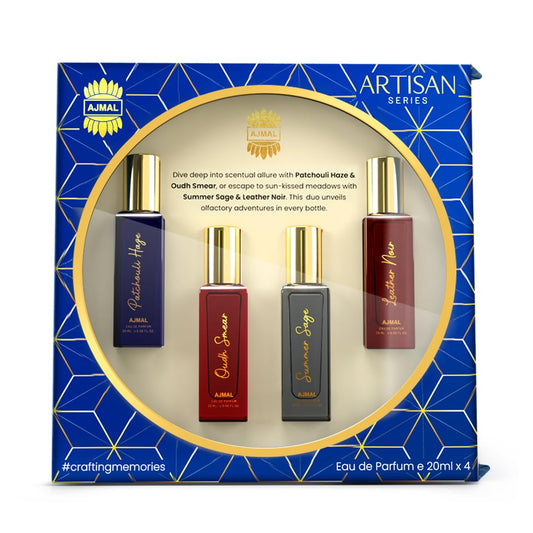 Ajmal Artisan Unisex Eau de Parfum Gift Set, 4x20ml Miniatures, Floral Citrus Woody Fragrance