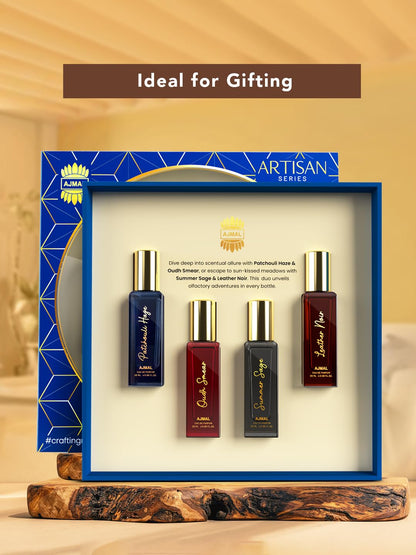 Ajmal Artisan Unisex Eau de Parfum Gift Set, 4x20ml Miniatures, Floral Citrus Woody Fragrance - front view