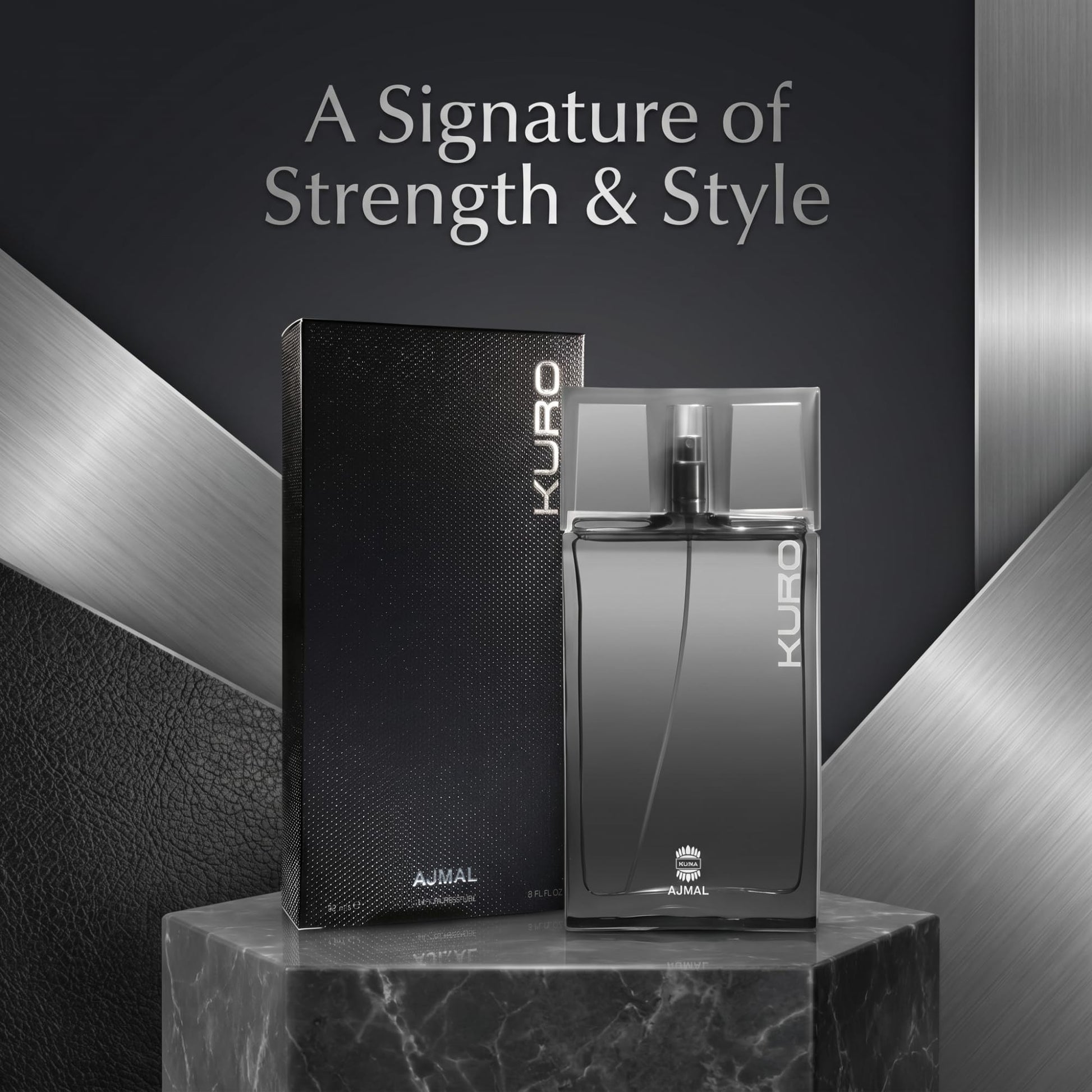 Ajmal Kuro Eau de Parfum for Men, 90ml, Aromatic Spicy Woody Fragrance with Lavender, Pepper & Ambergris - ingredients panel