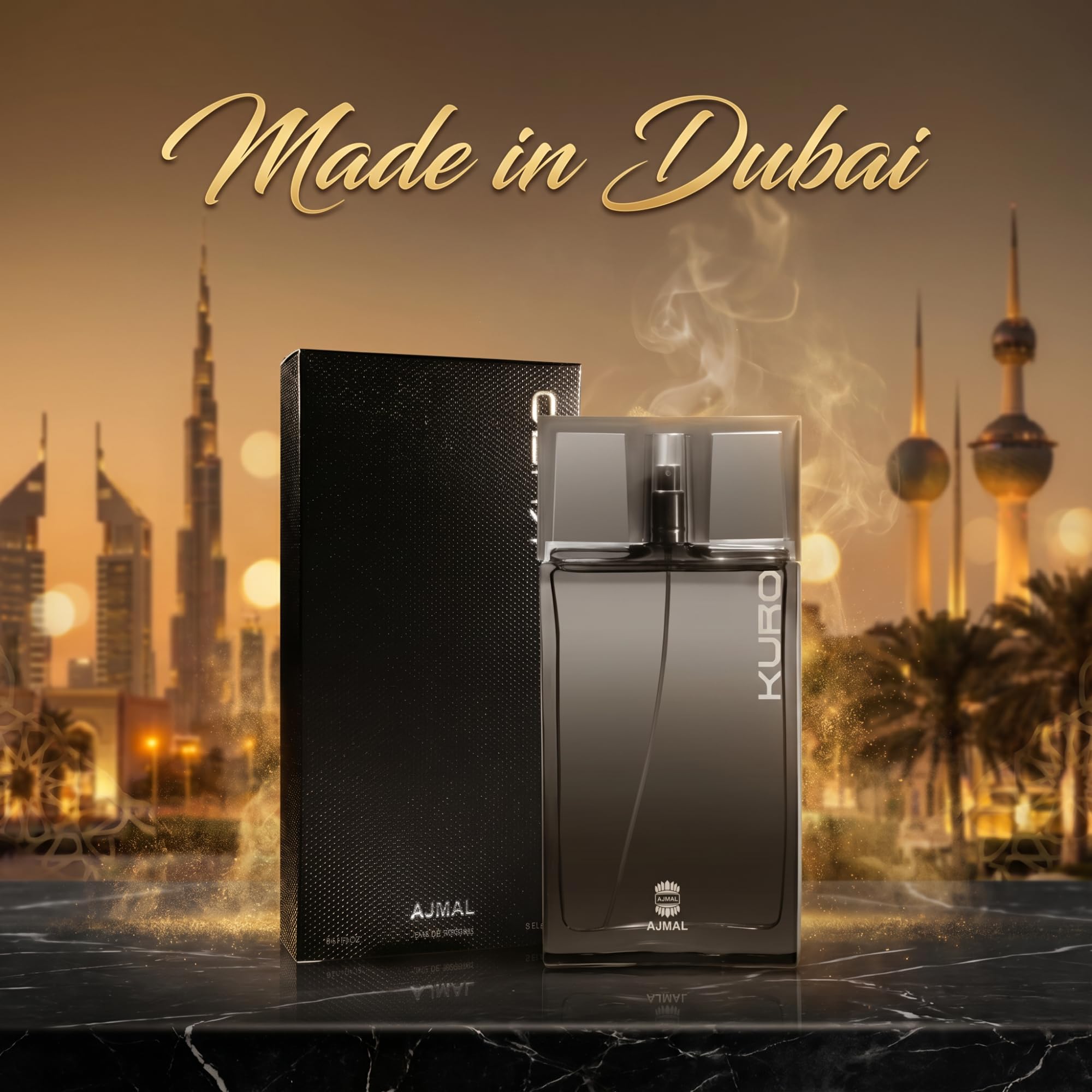 Ajmal Kuro Eau de Parfum for Men, 90ml, Aromatic Spicy Woody Fragrance with Lavender, Pepper & Ambergris - in use