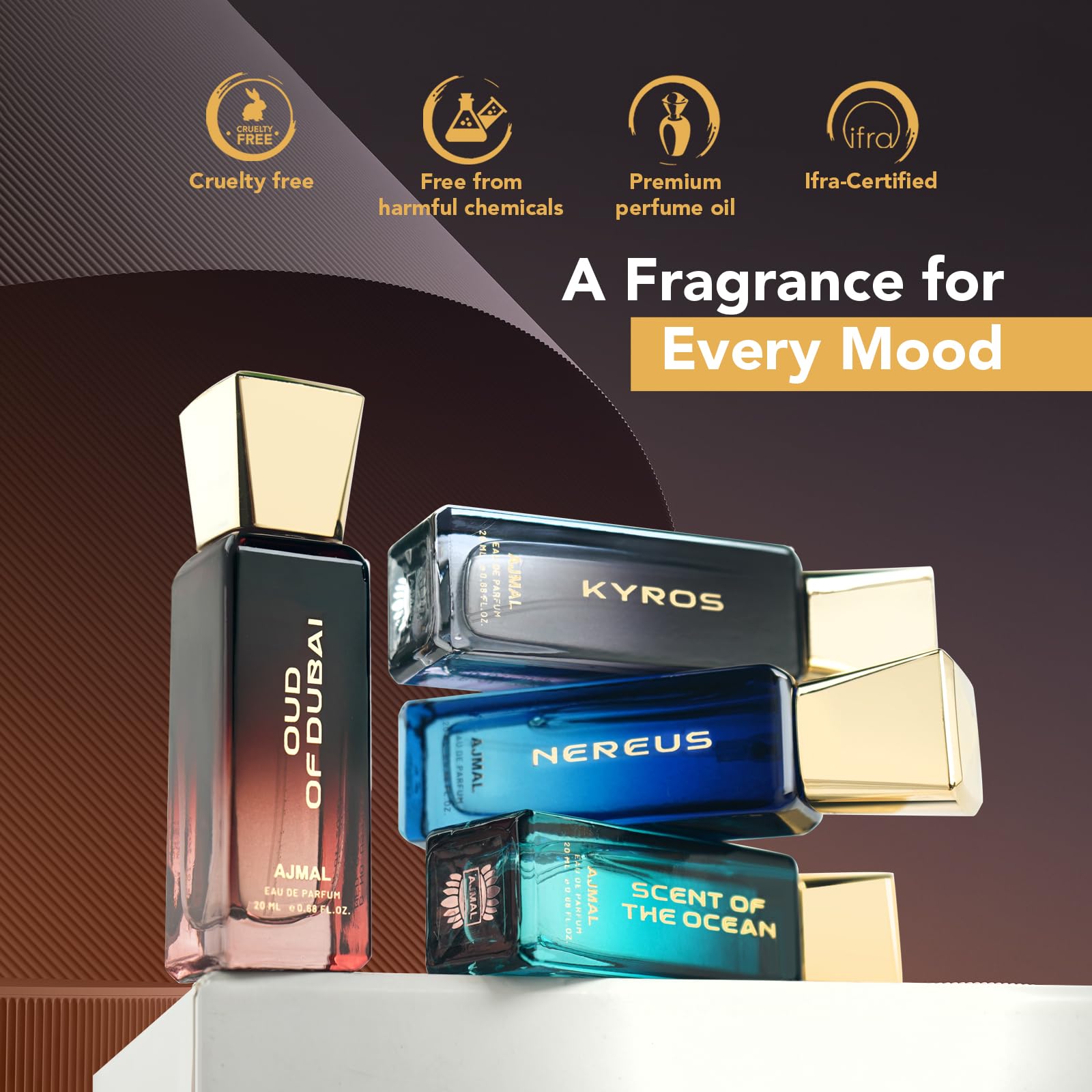 Ajmal Kyros Eau de Parfum, 100ml, Pack of 4, Unisex Oriental Woody Spicy Fragrance - packaging