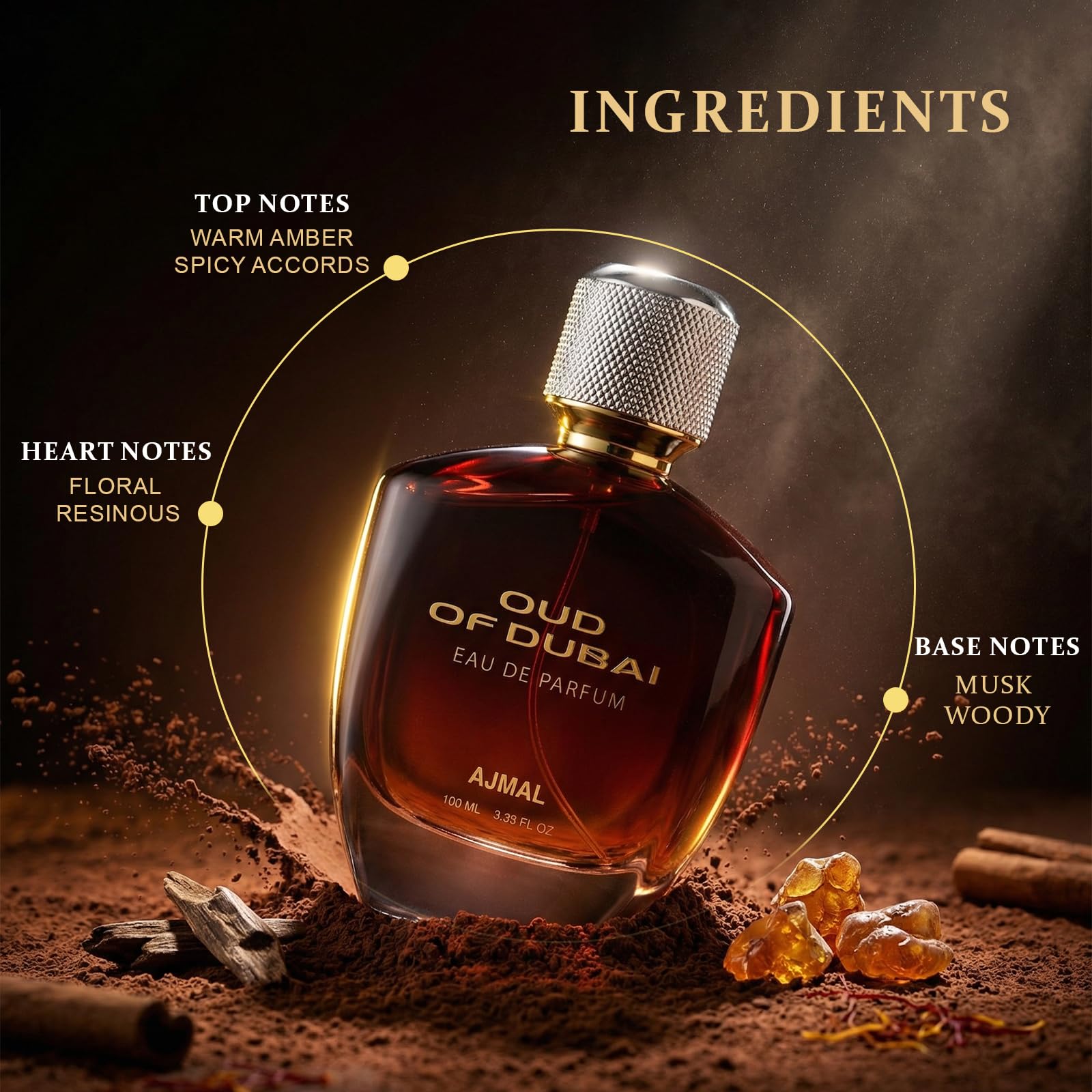 Ajmal Oud of Dubai Eau de Parfum 100ml Unisex Spray Woody Musky Oud Oriental Fragrance - packaging