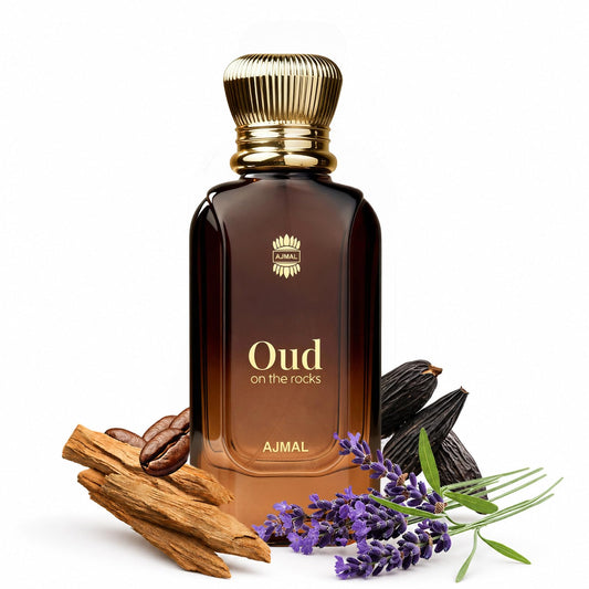 Ajmal Oud On The Rocks Unisex Eau De Parfum by UNO Formulations, Smoky Oud Woody Amber Scent Spray