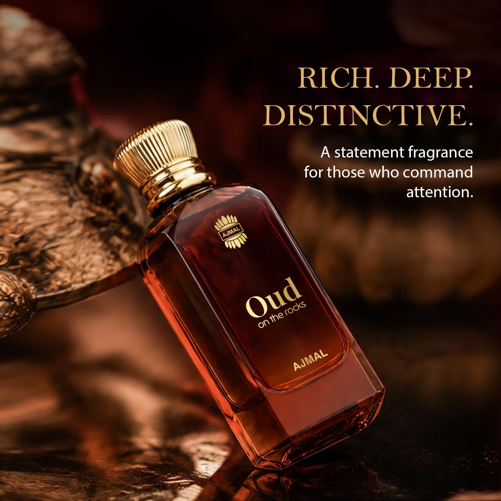 Ajmal Oud On The Rocks Unisex Eau De Parfum by UNO Formulations, Smoky Oud Woody Amber Scent Spray - back view
