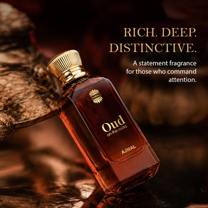 Ajmal Oud On The Rocks Unisex Eau De Parfum by UNO Formulations, Smoky Oud Woody Amber Scent Spray - back view