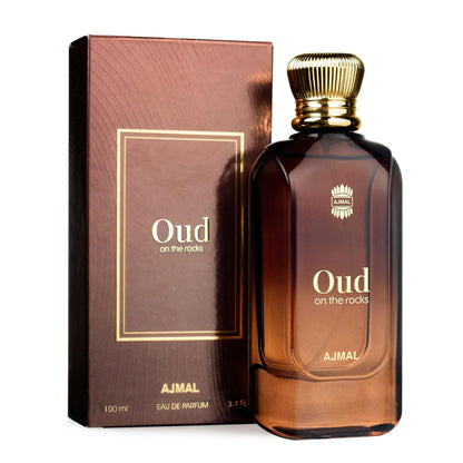 Ajmal Oud On The Rocks Unisex Eau De Parfum by UNO Formulations, Smoky Oud Woody Amber Scent Spray - front view (7)