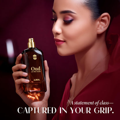Ajmal Oud On The Rocks Unisex Eau De Parfum by UNO Formulations, Smoky Oud Woody Amber Scent Spray - packaging (9)