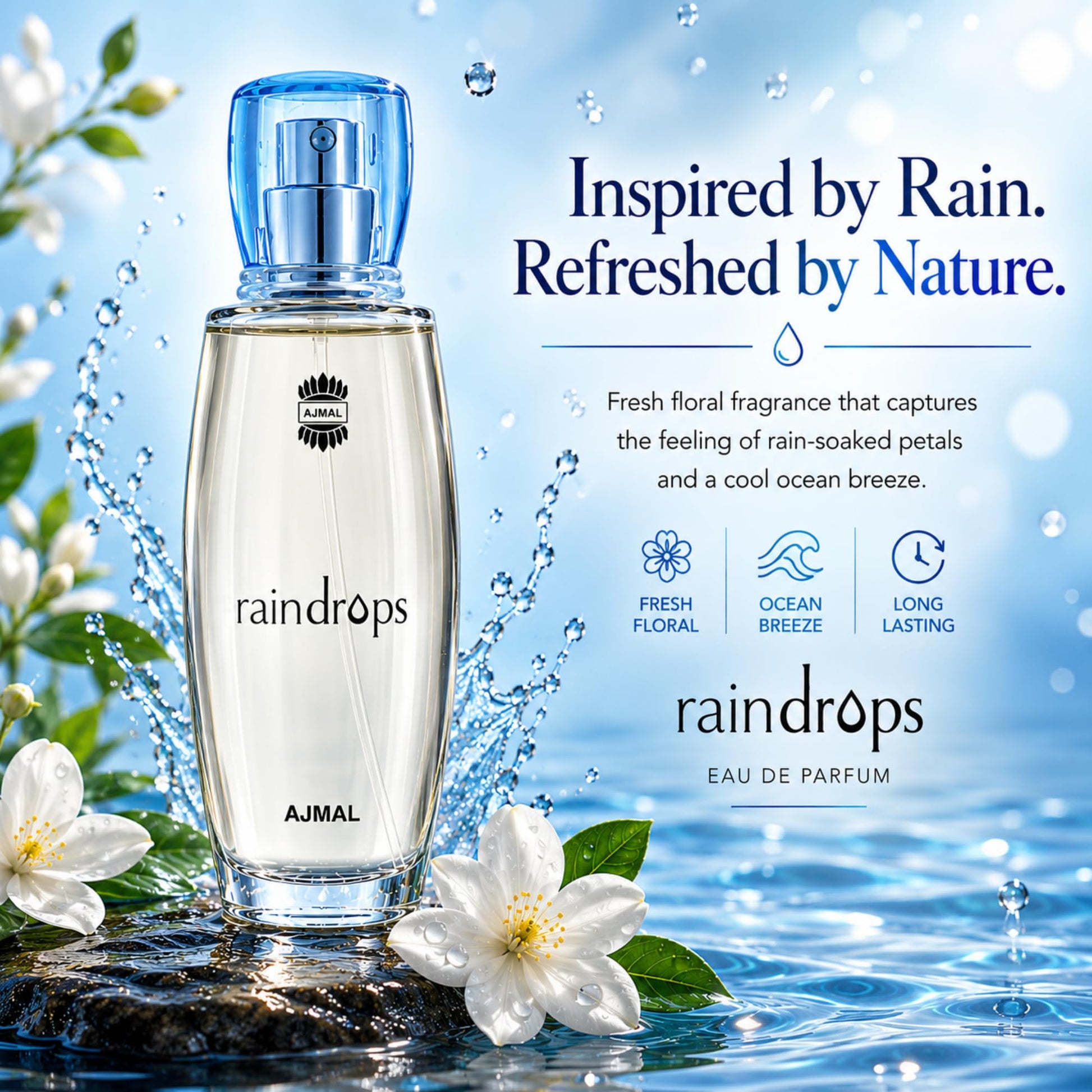 Ajmal Raindrops Eau De Parfum for Women, 50ml, Floral Fruity Fragrance - ingredients panel