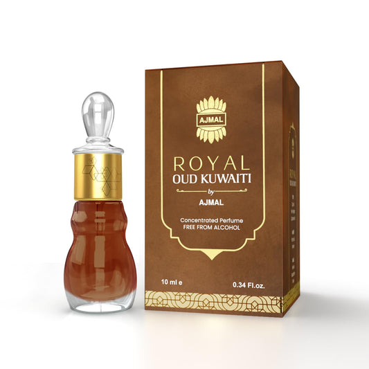 Ajmal Royal Oud Kuwaiti Attar, 10ml Roll-On, Non-Alcoholic Concentrated Perfume Oil, Unisex