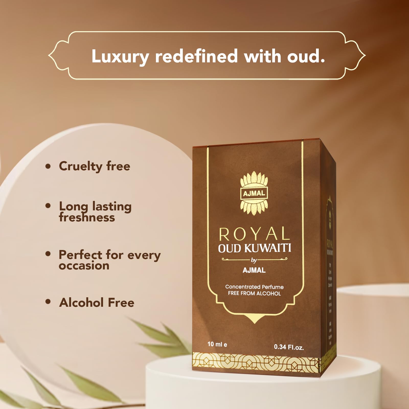 Ajmal Royal Oud Kuwaiti Attar, 10ml Roll-On, Non-Alcoholic Concentrated Perfume Oil, Unisex - back view
