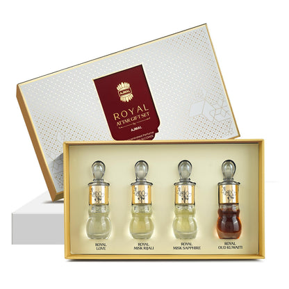 Ajmal Royal Series Attar Perfume Gift Set(4X5ml) | Non-Alcoholic Roll-On Perfume Oils | Ittar Perfume for Men & Women with Wo