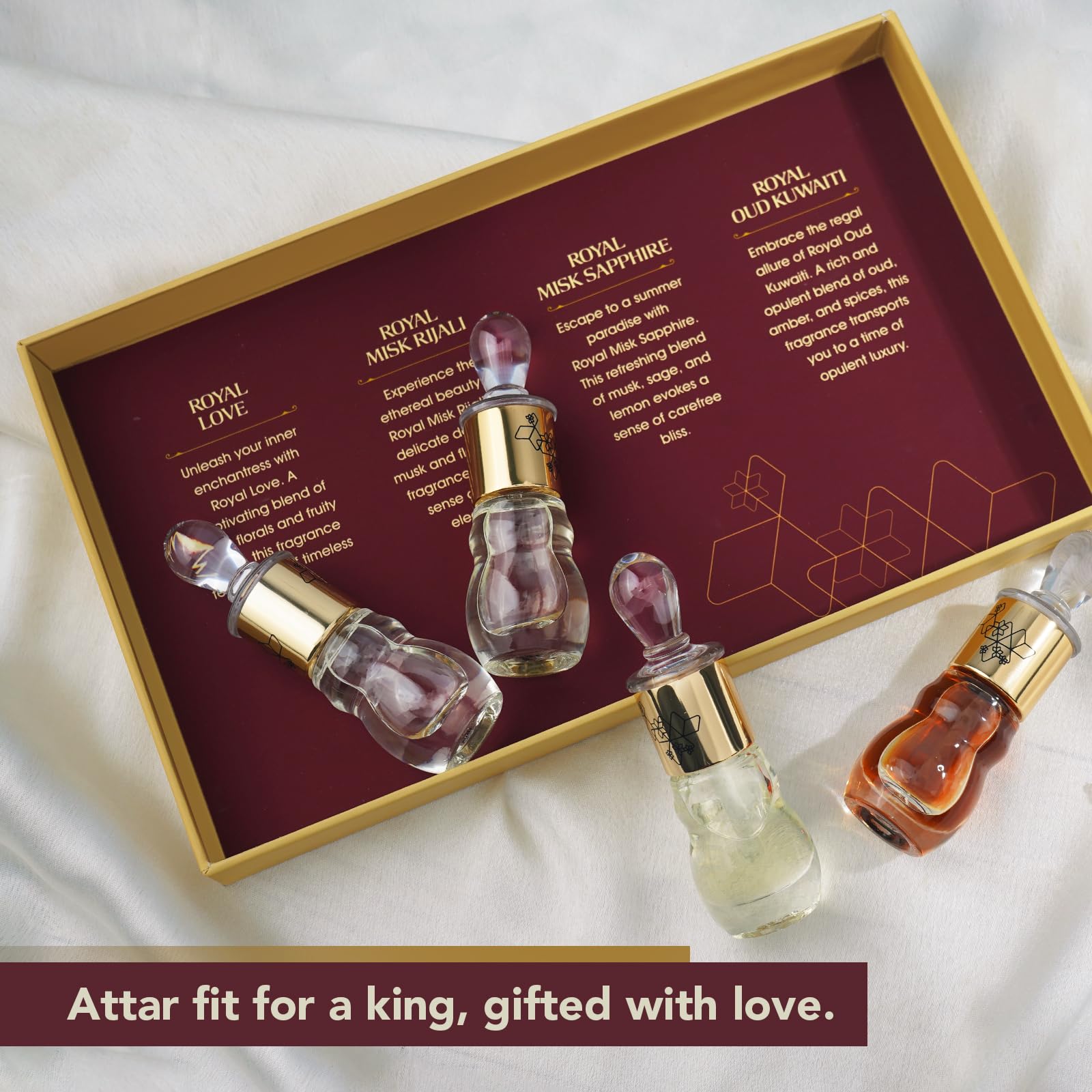 Ajmal Royal Series Attar Perfume Gift Set(4X5ml) | Non-Alcoholic Roll-On Perfume Oils | Ittar Perfume for Men & Women with Wo