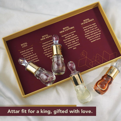 Ajmal Royal Series Attar Perfume Gift Set(4X5ml) | Non-Alcoholic Roll-On Perfume Oils | Ittar Perfume for Men & Women with Wo