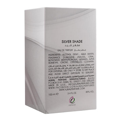 Ajmal Silver Shade Eau de Parfum for Men, 100ml, Citrus Fruity Woody Fragrance - back view