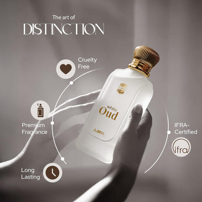 Ajmal White Oud Eau de Parfum, Unisex Floral Woody Musky Personal Fragrance - ingredients panel