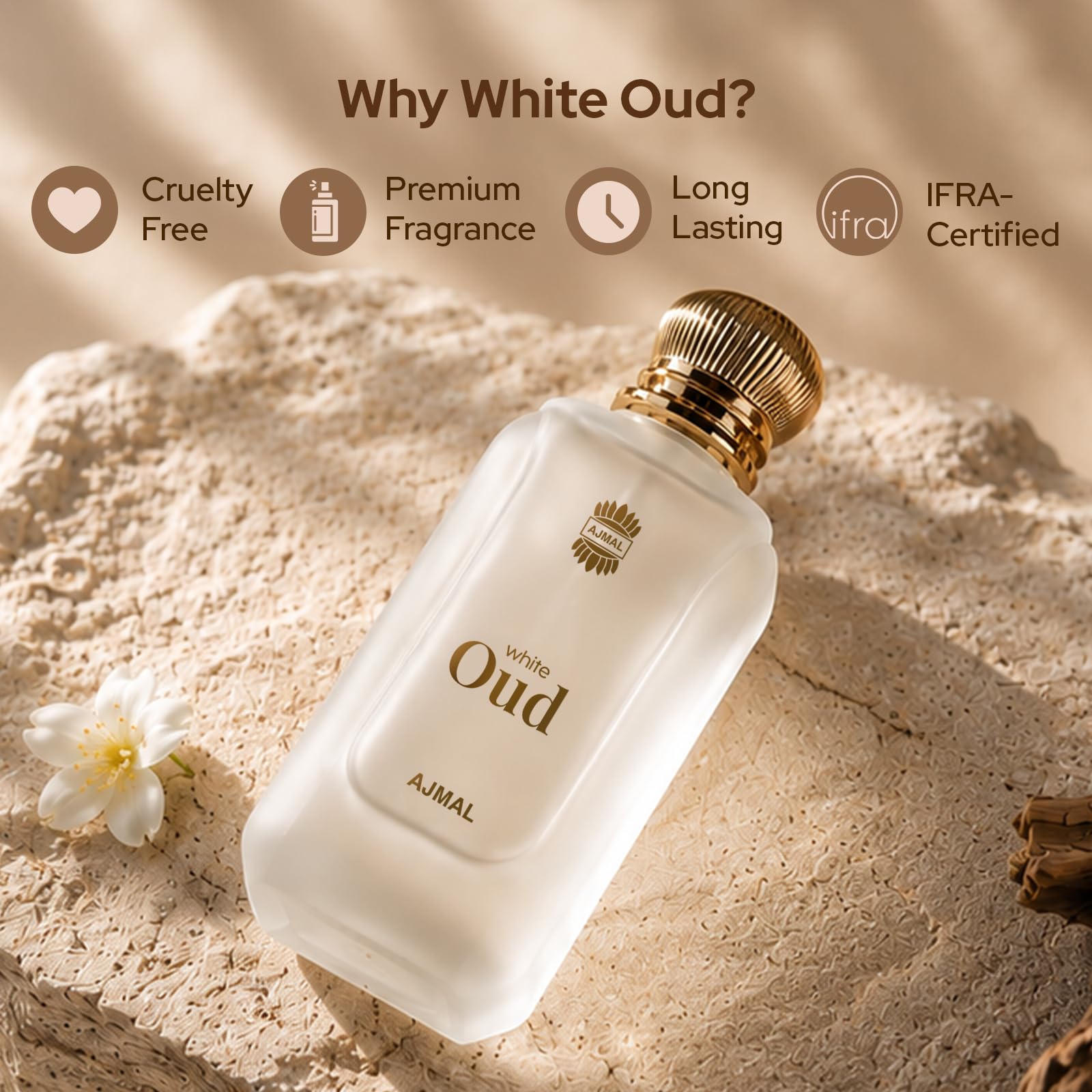 Ajmal White Oud Eau de Parfum, Unisex Floral Woody Musky Personal Fragrance - back view