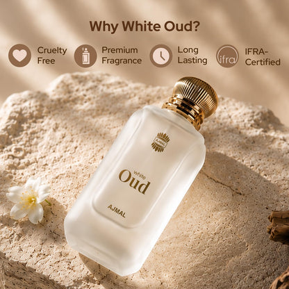 Ajmal White Oud Eau de Parfum, Unisex Floral Woody Musky Personal Fragrance - back view