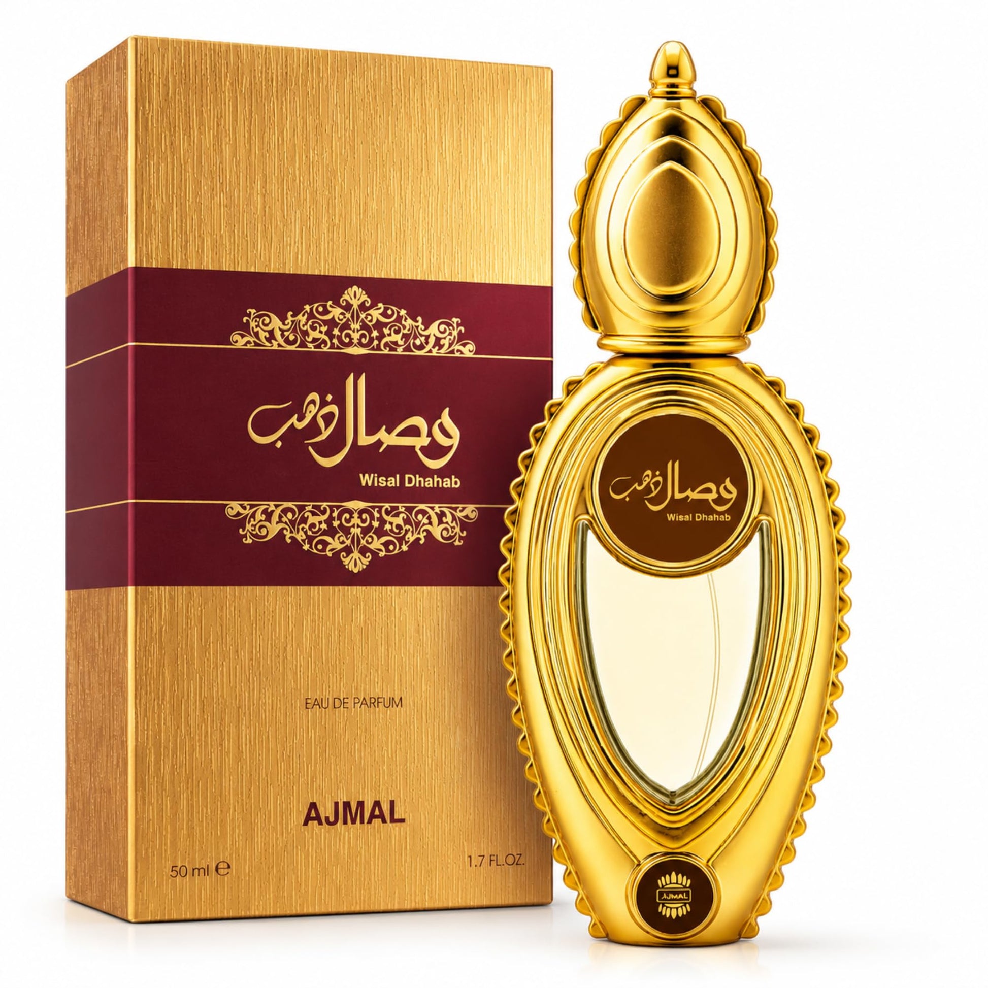 Ajmal Wisal Dhahab Eau de Parfum for Men, 50ml, Woody Musky Fragrance with Fruity Floral Notes