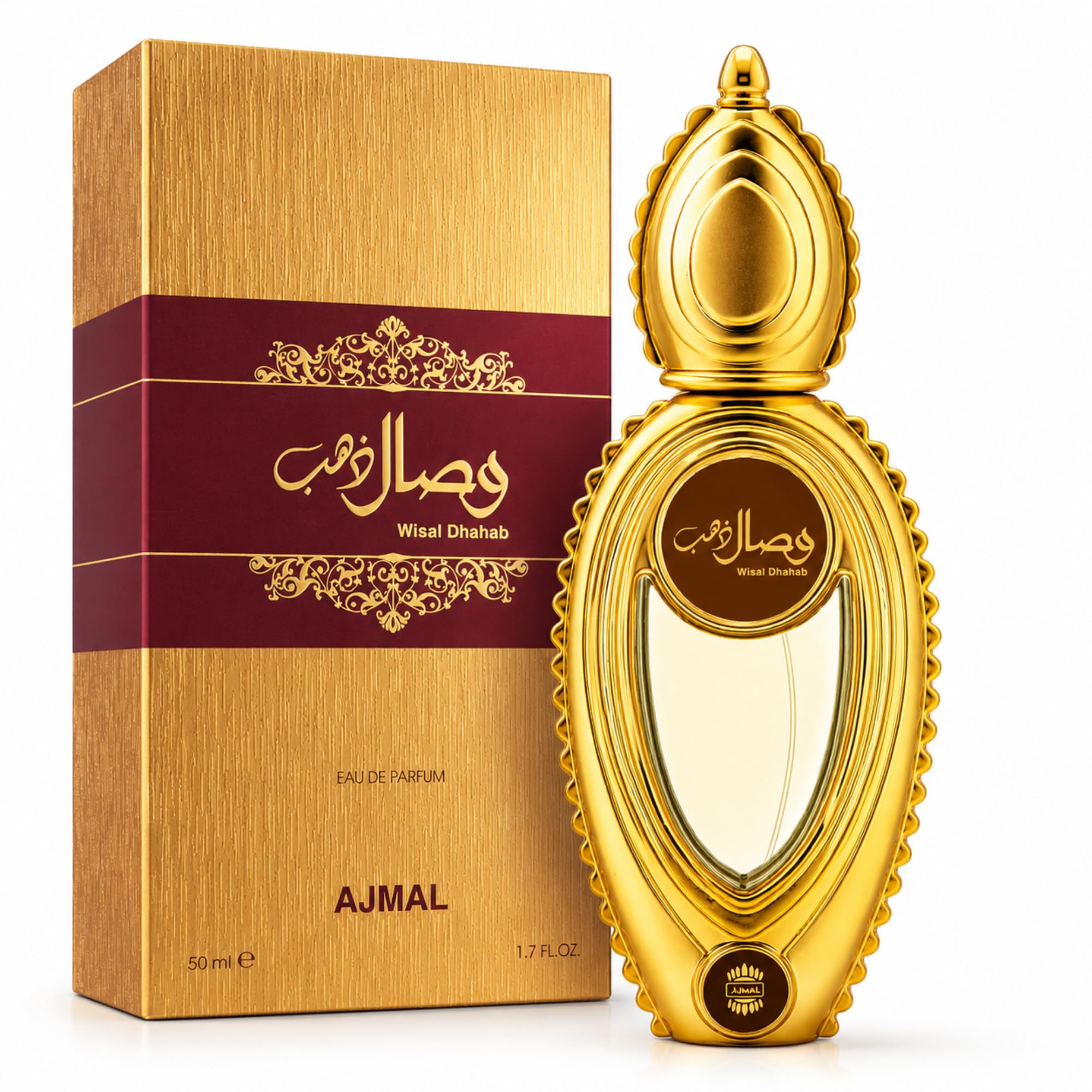 Ajmal Wisal Dhahab Eau de Parfum for Men, 50ml, Woody Musky Fragrance with Fruity Floral Notes