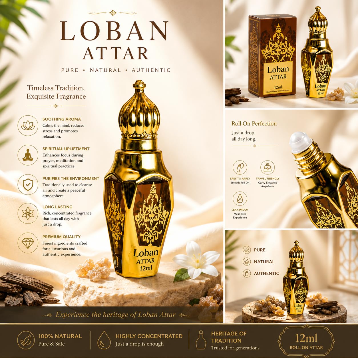 AJMERI FRAGRANCES Alcohol-Free Attar Oil, 12ml, Unisex Perfume Oil, Glass Bottle - packaging (24)
