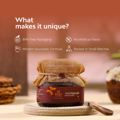 Akayu Amritprash Ayurvedic Chyawanprash with Ashwagandha, Amla, Shilajit, Herbal Supplement - label detail (11)