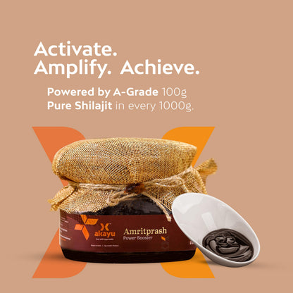 Akayu Amritprash Ayurvedic Chyawanprash with Ashwagandha, Amla, Shilajit, Herbal Supplement - front view