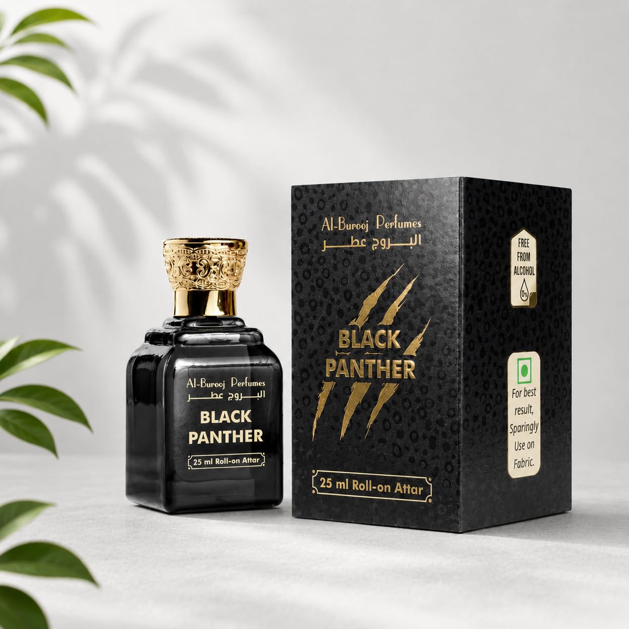 Al-Burooj Perfumes Black Panther Roll-On Attar 25ml, Alcohol-Free Unisex Fragrance Oil, Aromatic Woody Fresh Spicy